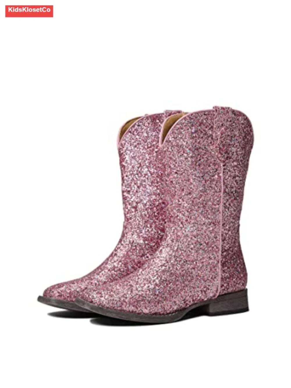 Toddler Girls Glitter Square Toe Ankle Boots Faux Leather